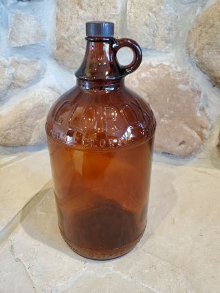 Vintage Clorox Glass Bottle With Lid Half Gallon Amber Brown (shape)
