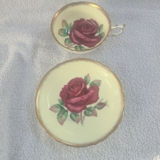 Yellow and Rose Teacup and Saucer set.  Bone China from Paragon 2