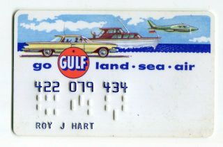 Old Vintage Gulf Gas Station Credit Card Oil Union 76 Skelly Can Sign Service
