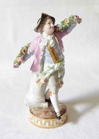Very Fine Quality Antique 19th C Meissen Porcelain Figure A Young Man C1840/60