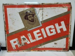Vintage Sir Walter Raleigh Cigarette Tobacco Metal Adv Sign Barn Hanger