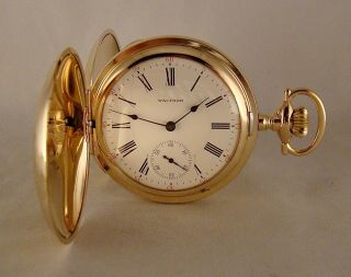 Antique Waltham " Crescent St " 21j 10k Gold Filled Hunter Case 18s Pocket Watch