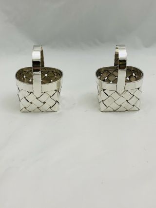 Exquisite Pair Cartier Sterling Silver Baskets Hand Made