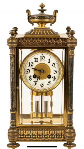 Antique French Empire Bronze Mantel Clock By Maple & Co.  Ltd