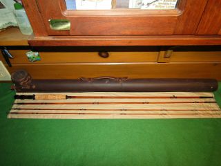 Vintage Edwards Quadrate Fly Rod 50 8 1/2 Ft.  Bag And Leather Case