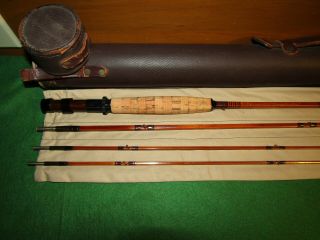 Vintage Edwards Quadrate Fly Rod 50 8 1/2 ft.  bag and Leather case 2
