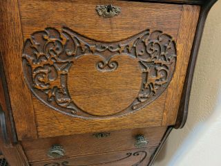 Antique oak secretary desk side by side bookcase and desk.  Awesome piece 4