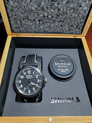 Shinola The Runwell 41mm Black Dial/ Black Straps Watch S01 000020 Need Battery