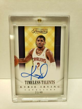 Kyrie Irving 2013 - 14 Timeless Treasures Talents On Card Auto D 21/49 Cavaliers
