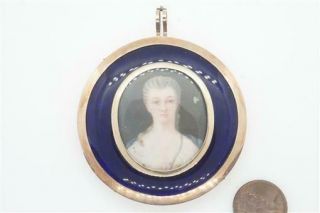 Antique Georgian English 15k Gold Lady Portrait Miniature Mourning Locket C1780
