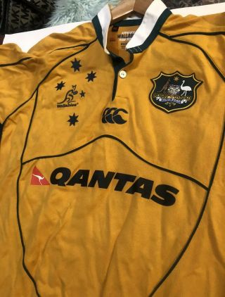 Vtg Wallabies Australian Canterbury Sz L Rugby Union Polo Shirt Jersey Qantas R