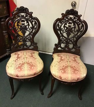 Victorian Renaissance Parlor Chairs Rococo Revival Style