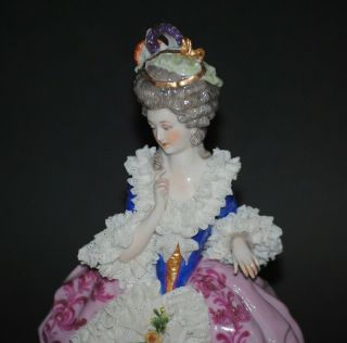Exquisite Antique German Dresden Lace Rococo Marquise Beauty Porcelain Figure