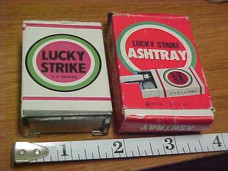 Vintage Metal Lucky Strike Cigarettes Hideaway Ashtray Cond