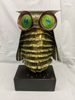 Vintage Owl Metal Art Sculpture Signed By C.  Jere 