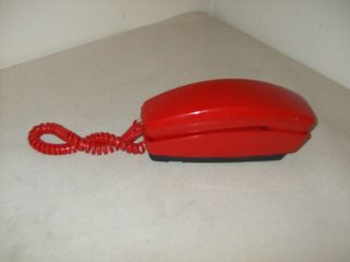 Vintage Slimline Wall Mount Desktop Telephone Gte Automatic Electric Red