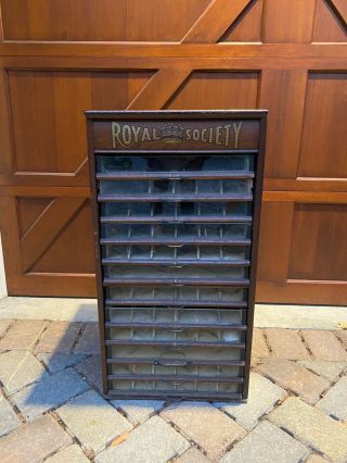 Antique Vintage Royal Society Thread Floss Spool Cabinet