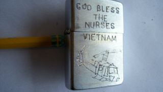 Zippo Vietnam Lighter God Bless The Nurses Huey