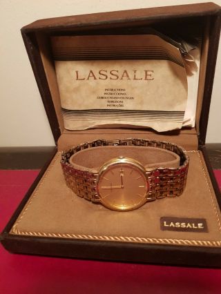 Stylish Vintage Seiko Lassale Ultra Thin Gold Watch With Stretch Bracelet
