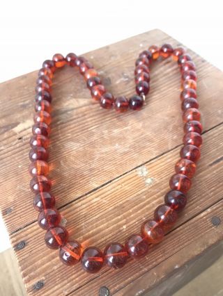 Antique Chinese Natural Amber Bead Necklace 68 Grams