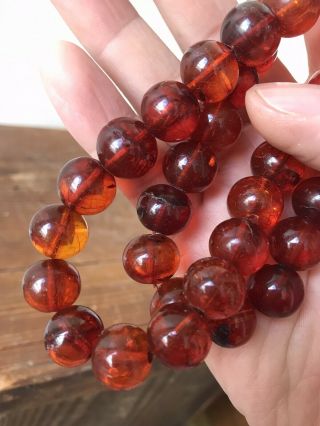 ANTIQUE CHINESE NATURAL AMBER BEAD NECKLACE 68 Grams 5