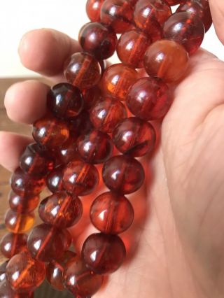 ANTIQUE CHINESE NATURAL AMBER BEAD NECKLACE 68 Grams 6