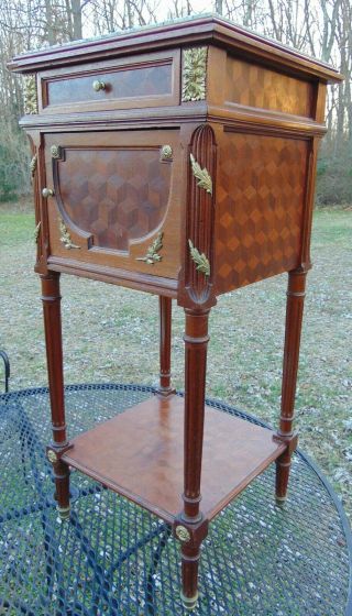 French Parquetry Bronze Ormolu Humidor Tobacco Box Side Table Stand 2