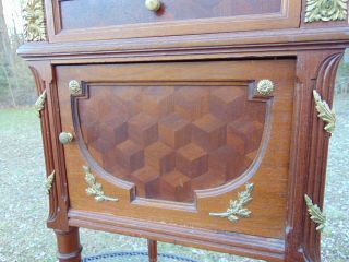 French Parquetry Bronze Ormolu Humidor Tobacco Box Side Table Stand 4