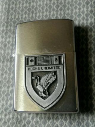 Zippo Lighter With Ducks Unlimited Pewter Emblem.  Good Gently