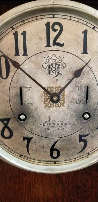 Antique International Time Recording Co.  Wall Clock Endicott,  N.  Y.  Americana 6
