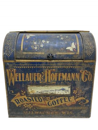 Antique Large Store Display Roasted Coffee Tin Bin Grocery Milwaukee Wisconsin
