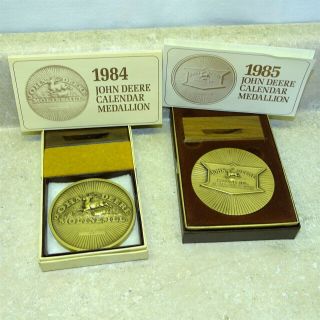 Vintage 1984,  85 John Deere Calendar Medallions (2),  Stand Paper,  Boxes