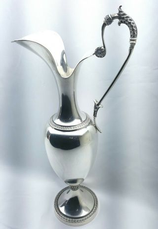 George Iii Style Italian Solid Silver Ewer/ Pitcher By A.  Cesa S.  C,  Alessandria