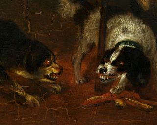 Antique 19th century oil painting of dogs stealing meat circle of James Ward 4