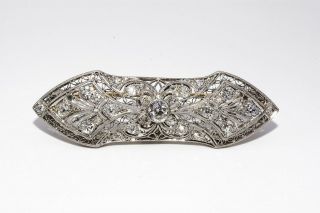 $5,  500 Antique Art Deco 1.  65ct Natural Old Mine Cut Diamond Cluster Pin Platinum