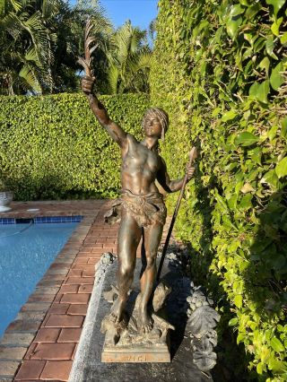 Antique Louis Moreau 34” Bronze Spelter Sculpture Statue - “vici”