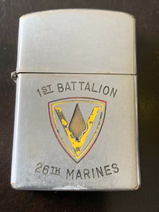 Vietnam Era Usmc Lighter 1st Battalion 26th Marines Zippo Insert All