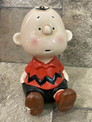 Vintage 1980 Schmid Charlie Brown 6” Ceramic Musical Figure Decoration Schultz