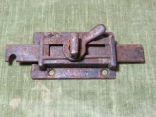 Vintage Cast Iron Locking Lever Slide Bolt Door Or Gate Lock