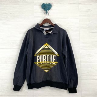 Vtg Dodger Xl Purdue University Graphic Print Pullover Polo Sweater Sweatshirt