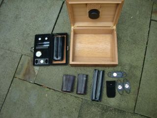 Wood Cigar Box,  Accessories & Csonka Travel Case