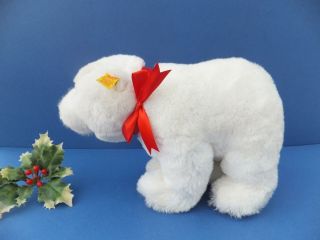 Vintage Steiff Issy Polar Bear,  Gold Ear Button 5405/30 German White Xmas Toy