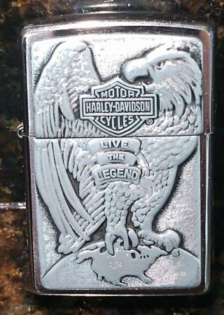 Rare Harley - Davidson Live The Legend Screaming Eagle Bar & Shield Zippo Lighter