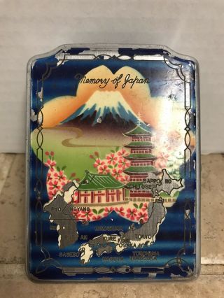 Guc Vintage Prince Enameled Hinged Cigarette Case " Memory Of Japan " Islands & Sc