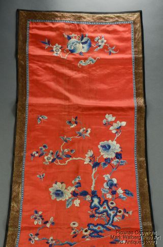 Chinese Embroidered Red Silk Chair Cover,  Textile,  Flowers,  Late Qing Dynasty 4