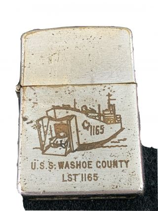 1956 Zippo Lighter - Uss Washoe County Lst 1165 - U.  S.  Military Ship Quinhon