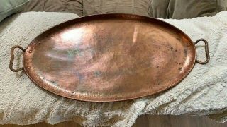Stickley.  Signed Hammered Copper Oval Tray
