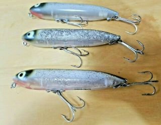 3 Heddon Zara Spook Lures Mg Charlie Campbell Clear Silver Flitter