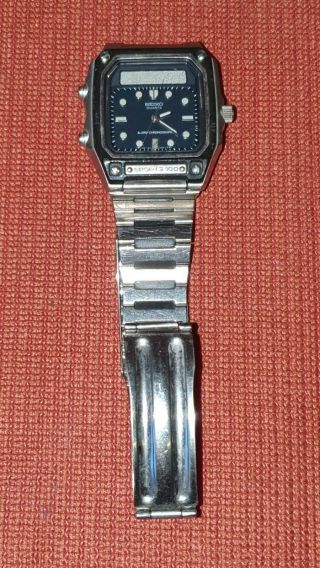Vintage Gents Seiko Quartz Alarm Chronograph Sports 100 Watch H557 - 509A 2