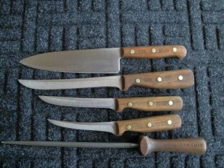 Vintag Chicago Cutlery Wood Handle Carving Chef Boning Knives 71s,  42s,  66s,  61s